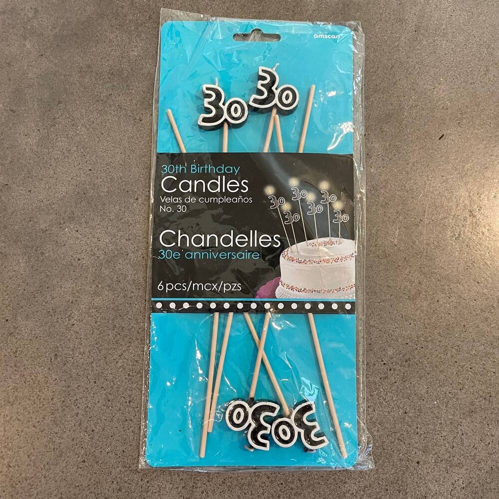 happy 30th birthday black candles sticks cake decoration 4 sticks new wicks
